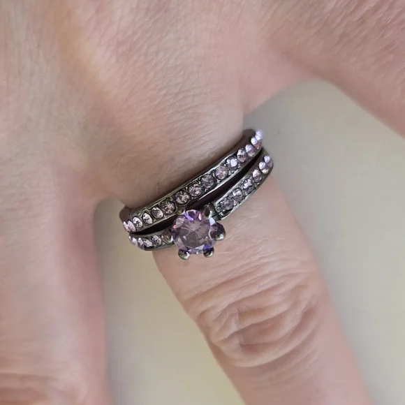 🖤 Black & Violet Ring Stack Set - Picture 2 of 10